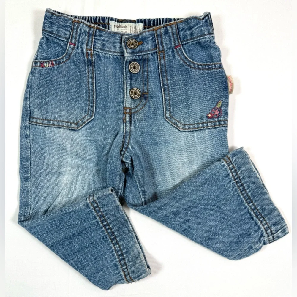 VINTAGE OSHKOSH BGOSH Toddler Girl Jeans Floral 18M Cottagecore‎ 90s Y2K Classic